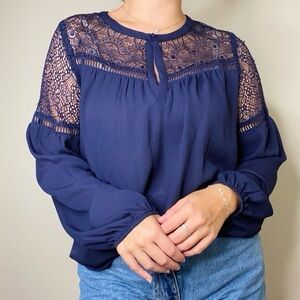Heartloom Navy Lace Blouse